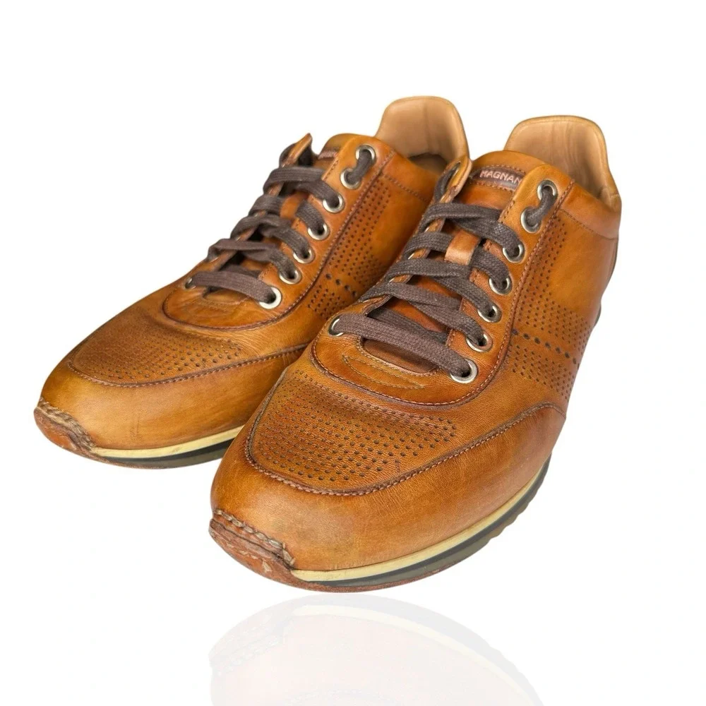 Magnanni Pueblo Perforated Shoes Mens 7 M Brown‎ Leather 14804 Luxury Sneakers
